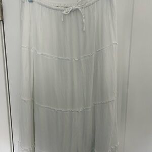 Pull&Bear White Maxi A-Line Skirt with Tie Front